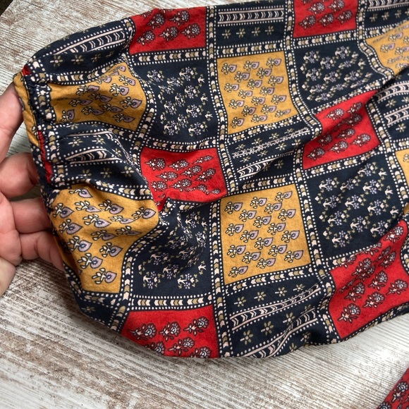 Anthropologie Sunner Patchwork 70s Boho Peasant Blouse  100% Cotton Small GUC - Picture 5 of 8